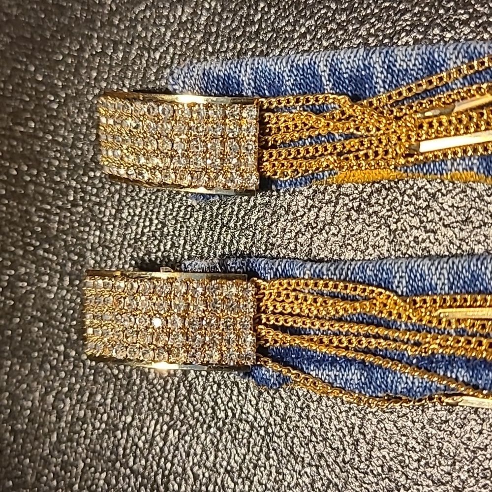 Clip on blue jeans denim fabric earrings - Picture 6 of 10
